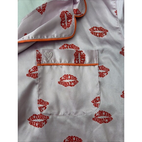 Victorias Secret AFTERHOURS LIPS Silky SATIN Pajama Set Size XL Pink - Picture 3 of 6